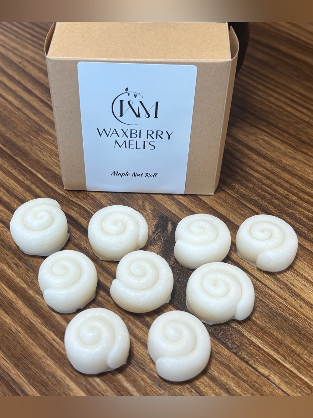 Maple Nut Roll Scented Wax Melts in Sticky Bun Shapes